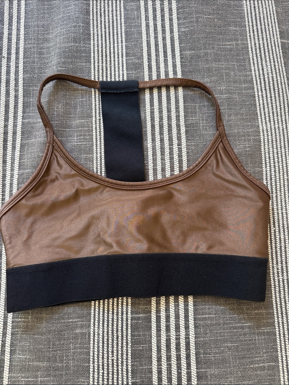Everyday Racerback Sports Bra in Brown with Black Band